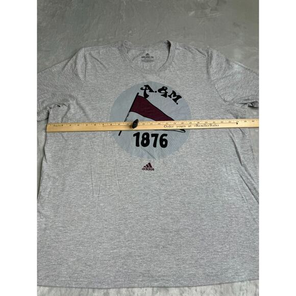 Texas A&M Aggies Adidas Amplifier Tee Mens 2XL Heather Gray 1876 Flag Unisex - Picture 5 of 8